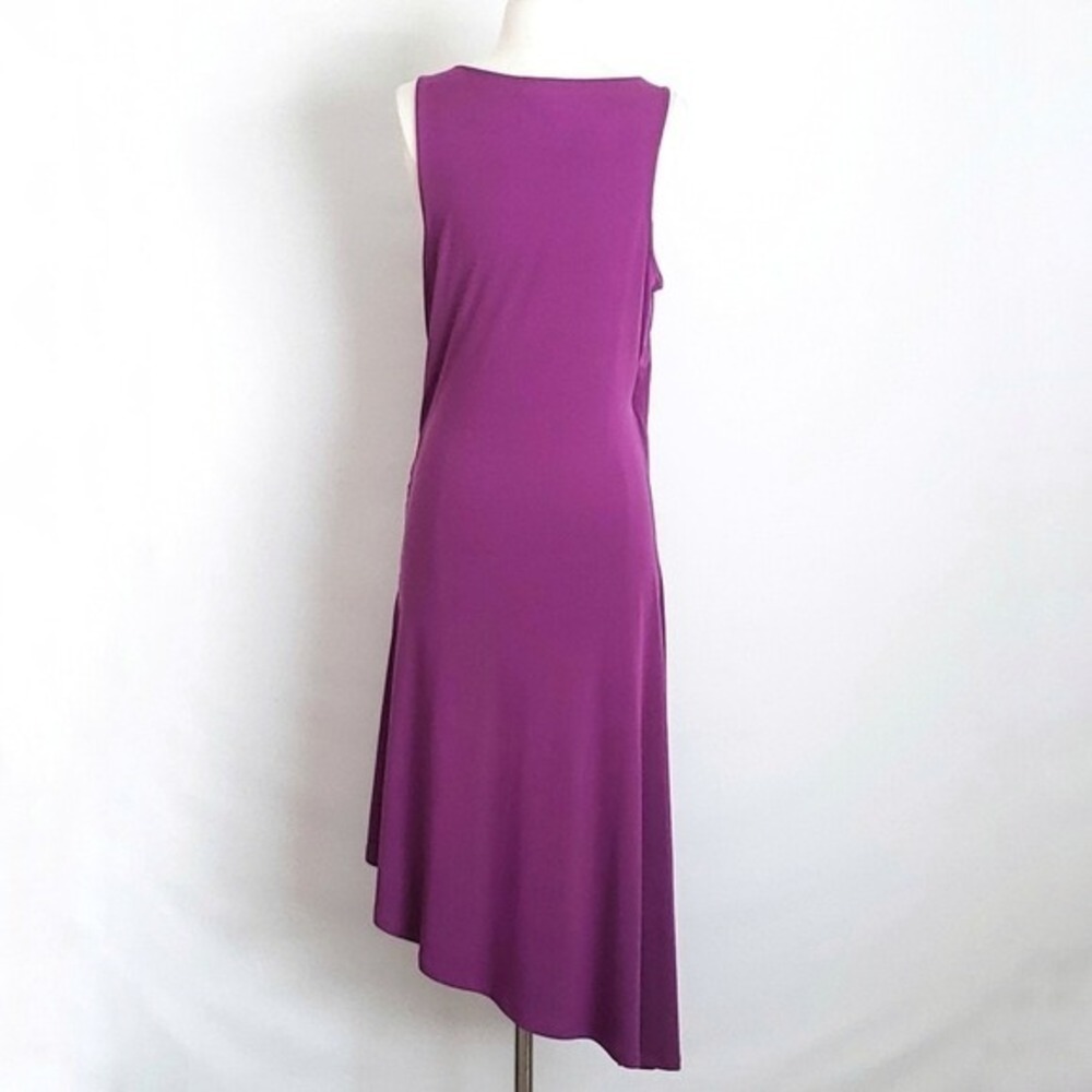 NWT Michael Kors Purple Gold Asymmetrical Ruched Zipper Cocktail Dress- Large, L - Picture 2 of 7